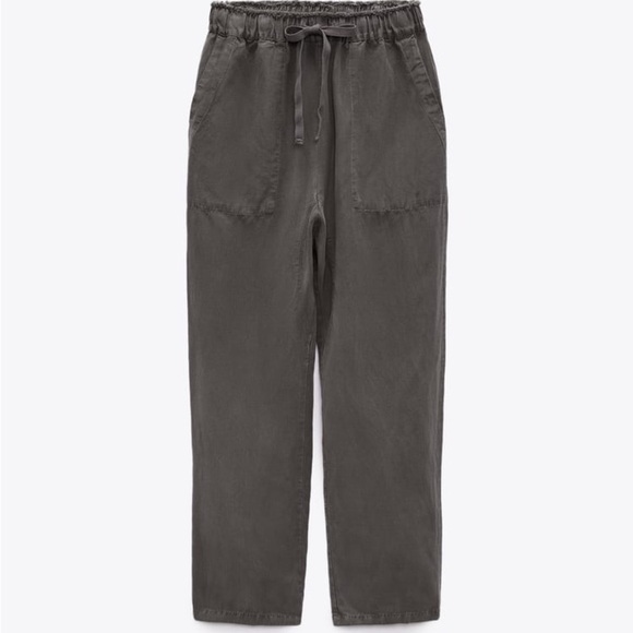 New Zara The L.A. Slouchy Fit Relaxed High Rise Linen Blend Pants XXL - Picture 4 of 16